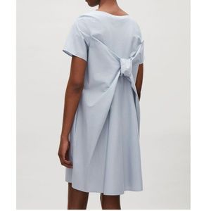 COS Blue Grey Dress with Draped Bow Back